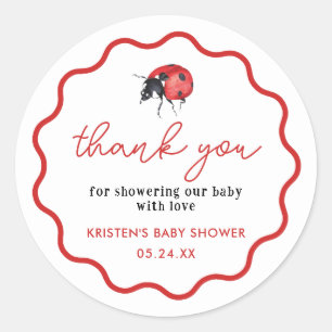 Kleine Ladybug Babydusche Vielen Dank Runder Aufkleber