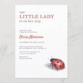 Kleine Ladybug-Gingham-Baby-Party Einladung (Vorderseite)