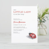 Kleine Ladybug-Gingham-Baby-Party Einladung (Stehend Vorderseite)