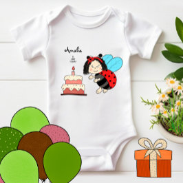 Kleine Ladybug mit Kuchen Baby Strampler