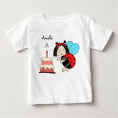 Kleine Ladybug mit Kuchen Baby T-shirt (Vorderseite)