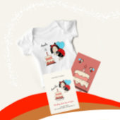 Kleine Ladybug mit Kuchen Einladung