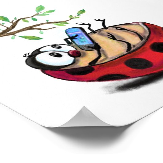 Kleine Ladybug mit Phones Poater Spring Poster (Ecke)