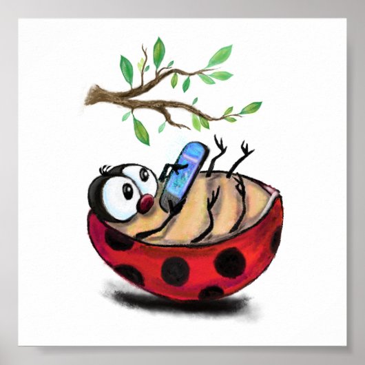 Kleine Ladybug mit Phones Poater Spring Poster (Vorne)