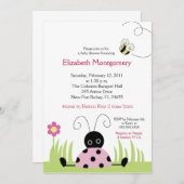 Kleine Ladybug (pink) Baby Dusche 12x18 Einladung (Vorne/Hinten)