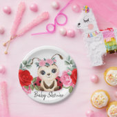 Kleine Ladybug Pink Red Floral Girl Babydusche Pappteller (Party)