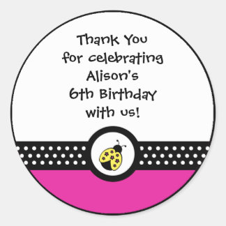 Kleine Ladybugs Geburtstagsparty-Sticker bevorzugt Runder Aufkleber