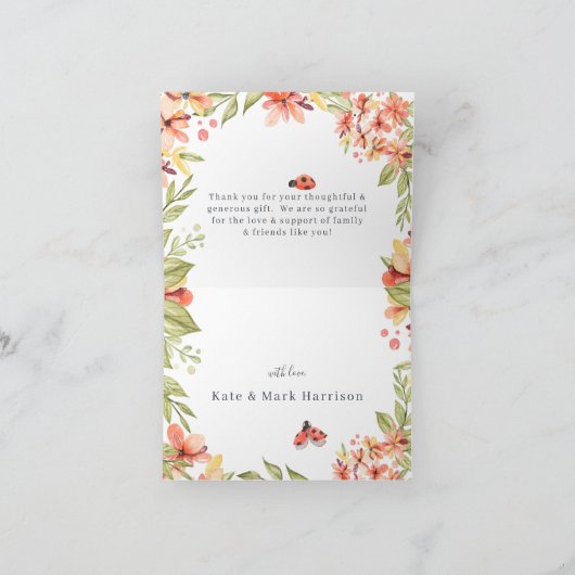 Kleine Ladybugs| Spring Floral Vielen Dank Dankeskarte (Innenseite)