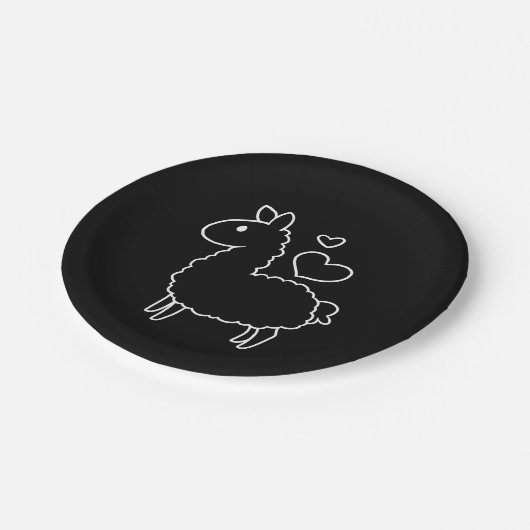 Kleine Lama-Silhouette Pappteller (Schrägansicht)