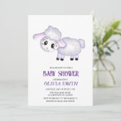 Kleine Lamb Sheep Baby Dusche Einladung (Stehend Vorderseite)