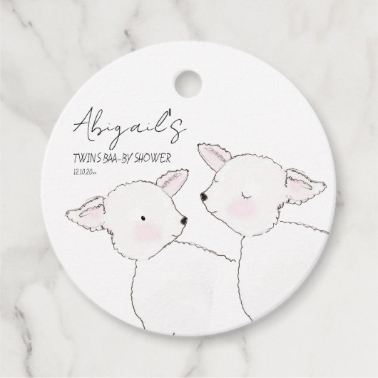 Kleine Lamb Twins Baby Dusche Geschenkanhänger (Vorderseite)