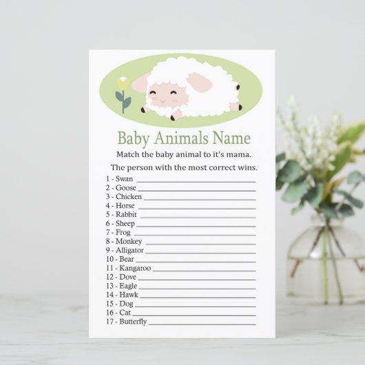 Kleine Lamm Baby Animals Name Game (Stehend Vorderseite)