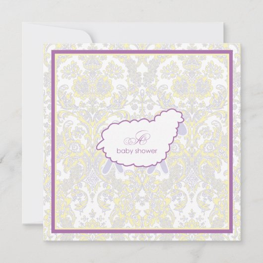 Kleine Lamm-Baby-Duschen-Einladung | lila Einladung (Vorderseite)
