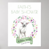 Kleine Lamm Personalisiert Spring Baby Dusche Poster (Vorne)