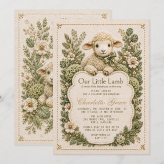Kleine Lamm-Sage-Grün-Geschlechtsneutrale Babypart Einladung