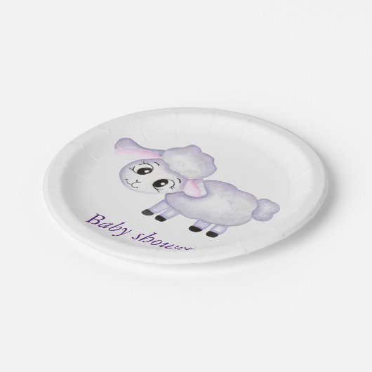 Kleine Lamm-Schafspuppe Pappteller (Schrägansicht)