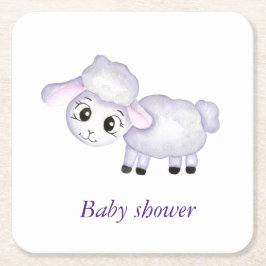 Kleine Lamm-Schafspuppe Rechteckiger Pappuntersetzer