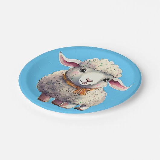 Kleine Lamm-Teller, 7" Rundpapier-Platte Pappteller (Schrägansicht)