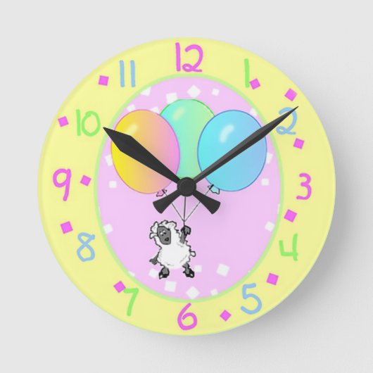 Kleine Lamm-Wanduhr Runde Wanduhr (Vorderseite)