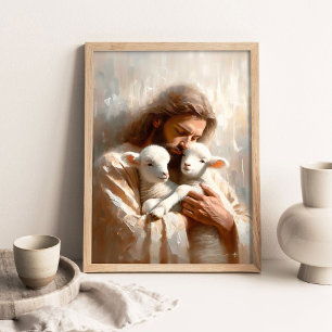 Kleine Lämmer, Digitale Christliche Kunst, Jesus R Poster
