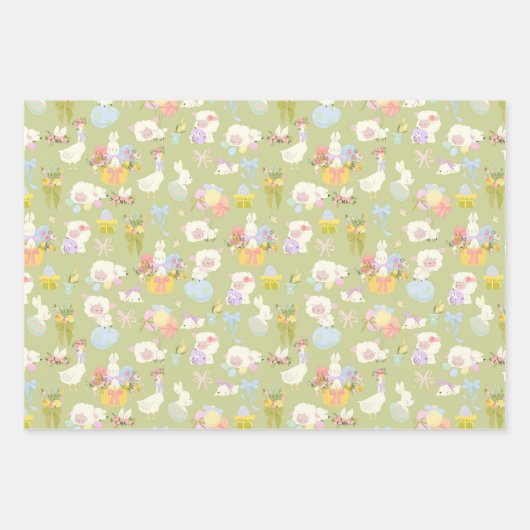 Kleine Lämmer und Bunnies Geschenkpapier Set (Vorderseite 3)