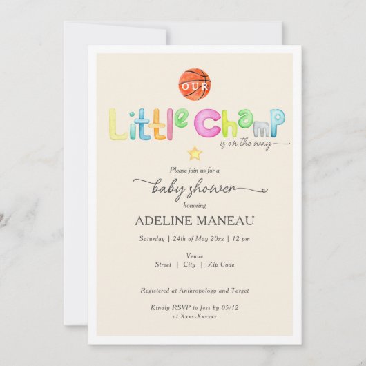 Kleine Lampe ist auf dem Weg zur Wasserfarbendusch Einladung (Vorderseite)