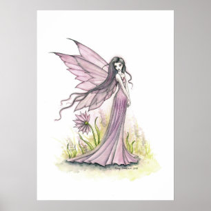 Kleine Lavendel-Fee Fantasy-Kunstillustration Poster