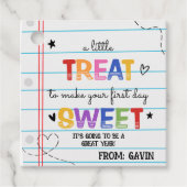 Kleine Leckerei, den ersten Tag zum süßen Platz zu Geschenkanhänger (Vorderseite)