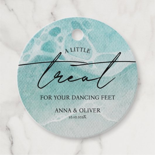 Kleine Leckerei für Ihre Dance Feet Beach Hochzeit Geschenkanhänger (Vorderseite)