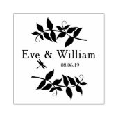 Kleine Libelle mit Zweigen und Blätter Gummistempel (Prägung)