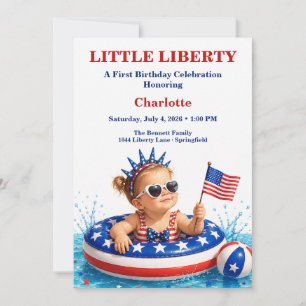Kleine Liberty 1. Geburtstag Patriotische Poolpart Einladung