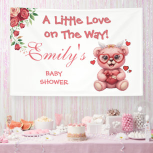 Kleine Liebe auf dem Weg! Rosa Babyparty Banner