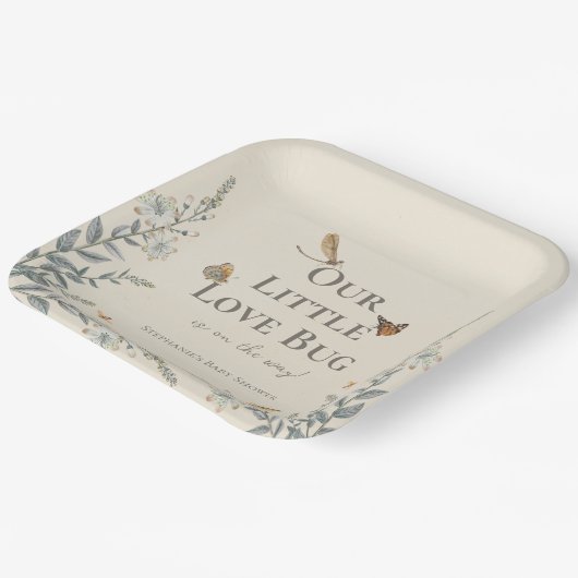 Kleine Liebe Bug Baby Duwer Gender Neutral Pappteller (Gewinkelt)