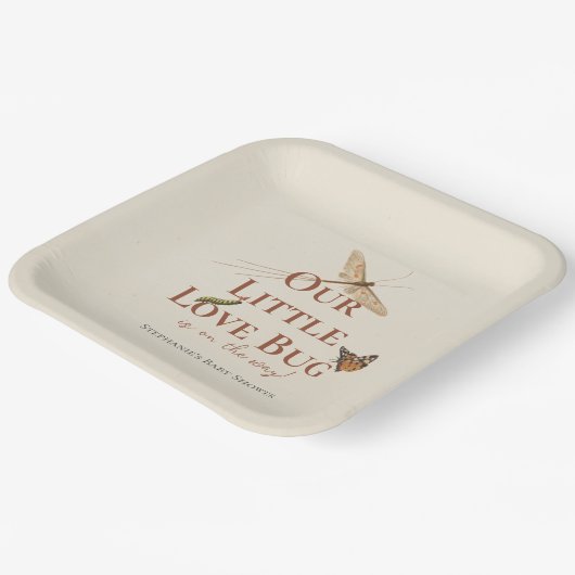 Kleine Liebe Bug Baby Duwer Gender Neutral Pappteller (Gewinkelt)