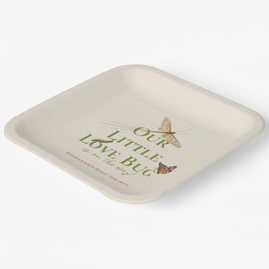 Kleine Liebe Bug Baby Duwer Gender Neutral Pappteller (Gewinkelt)