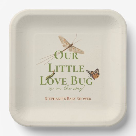 Kleine Liebe Bug Baby Duwer Gender Neutral Pappteller (Vorderseite)