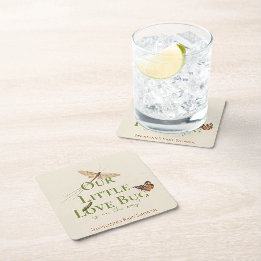 Kleine Liebe Bug Baby Duwer Gender Neutral Rechteckiger Pappuntersetzer (Vor Ort)