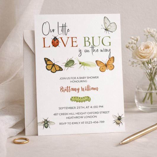 Kleine Liebe Bug Baby Shower Butterfly Einladung