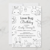Kleine Liebe Bug Birthday Color Einladung (Vorderseite)