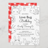 Kleine Liebe Bug Birthday Color Einladung (Vorne/Hinten)