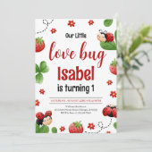 Kleine Liebe Bug Birthday Einladung (Stehend Vorderseite)