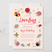 Kleine Liebe Bug Girl Babydusche Einladung (Vorderseite)