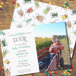 Kleine Liebe Bug Kinder 4. Geburtstag Einladung