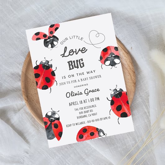 Kleine Liebe Bug Ladybug Babydusche Einladung