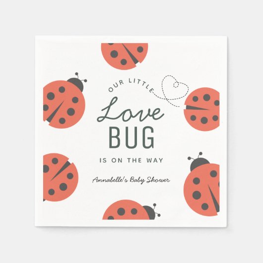 Kleine Liebe Bug Ladybug Babydusche Napkins Serviette (Vorderseite)