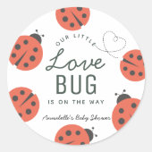 Kleine Liebe Bug Ladybug Babydusche Runder Aufkleber (Vorderseite)
