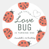Kleine Liebe Bug Ladybug Birthday Classic Round St Runder Aufkleber (Vorderseite)