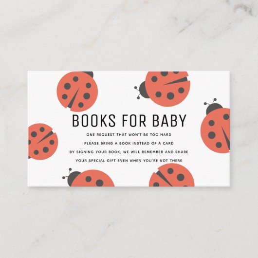 Kleine Liebe Bug Ladybug Bücher für Baby Shower En Begleitkarte (Vorderseite)