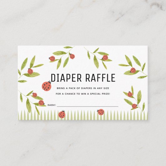 Kleine Liebe Bug Ladybug Diaper Raffle Ticket Begleitkarte (Vorderseite)