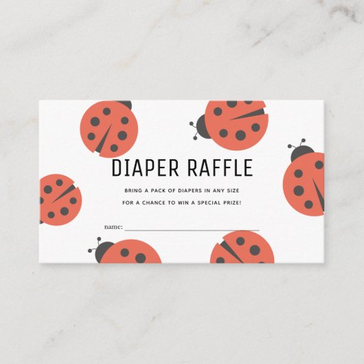 Kleine Liebe Bug Ladybug Diaper Raffle Ticket Begleitkarte (Vorderseite)